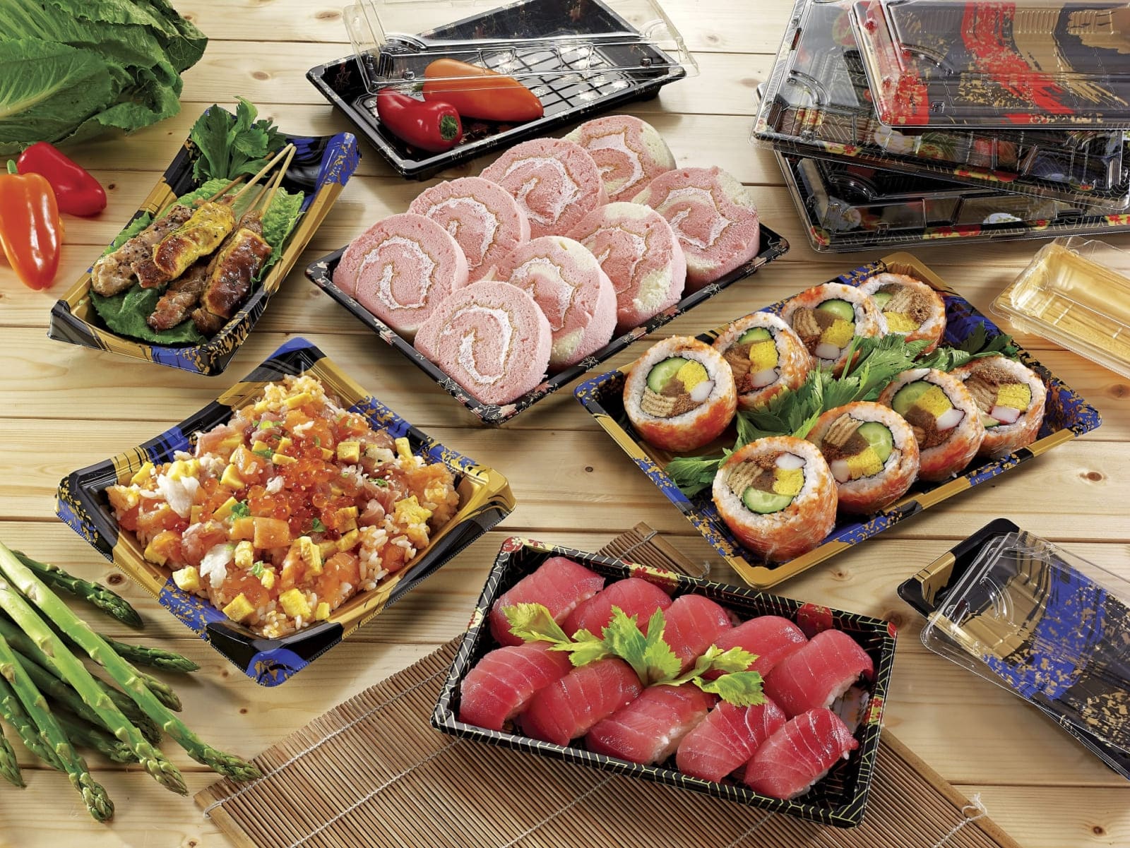 Enpak plastic sushi trays with lids OP-0.0 multicolor