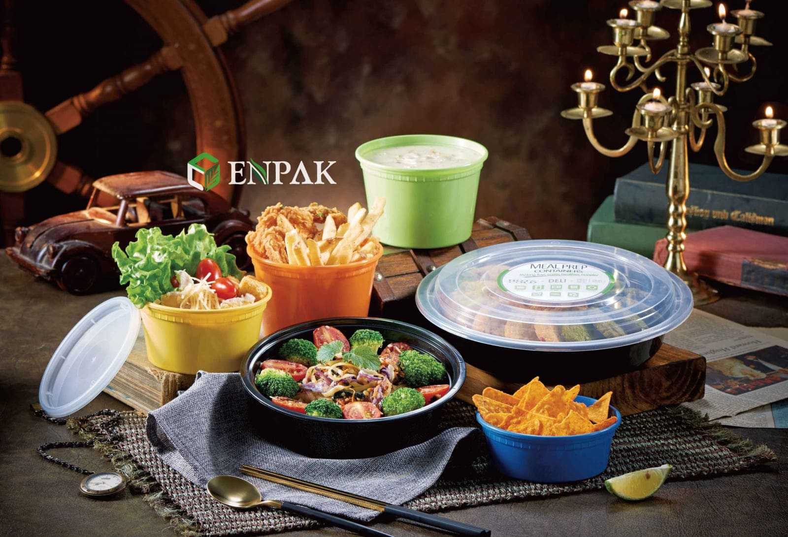 Enpak injection microwavable hot soup cups with lids QH series