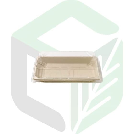 Enpak compostable trays Biocane Bagasse Small with Clear Lid BP-01