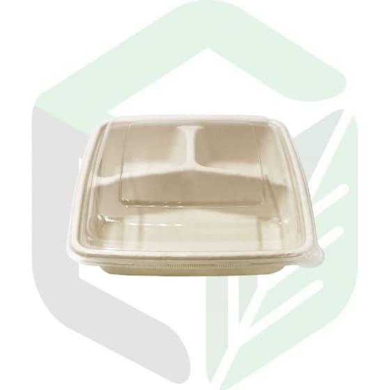 Enpak compostable food packaging square 1000ml 3 compartment CS-1000-3