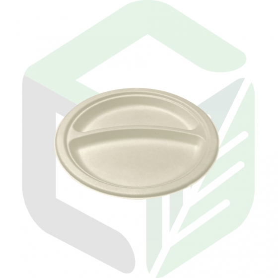 Compostable Round Plates 9 Inches _ 2 Compartments