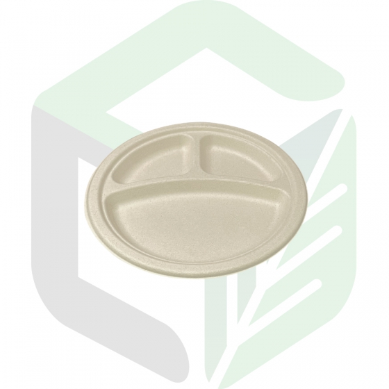 Compostable Round Plates 9 Inches _ 3 Compartments