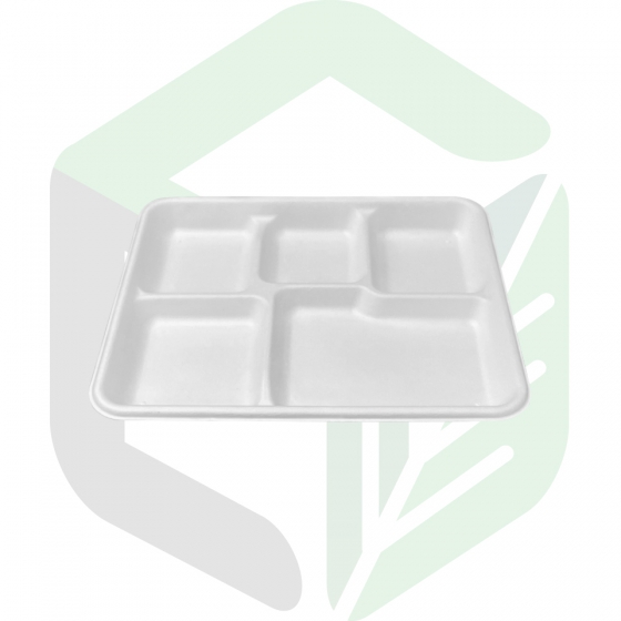 Compostable Rectangular Lunch Tray _5 Compartments